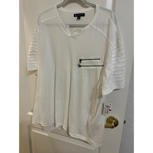INC Men's NWT White Short Sleeve Zipper Cotton T-Shirt Size 2XB - Picture 1 of 14